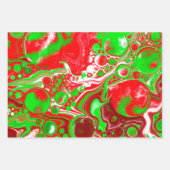 Feuille De Papier Cadeau Marbre de Noël rouge et vert (Devant)