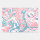 Feuille De Papier Cadeau Marbre de Parties scintillant bleu rose moderne (Devant 2)