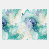 Feuille De Papier Cadeau Marbre d'encre bleue Mint Aqua (Devant)