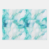 Feuille De Papier Cadeau Marbre d'encre or Mint Aqua (Devant)