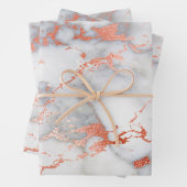 Feuille De Papier Cadeau Marbre d'or blanc et Rose  (En situation)