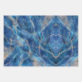 Feuille De Papier Cadeau Marbre d'or bleu jolie (Devant 2)