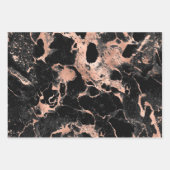 Feuille De Papier Cadeau Marbre d'or noir et Rose (Devant 3)