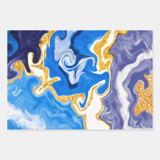 Feuille De Papier Cadeau Marbre Fluide Art (Devant 3)