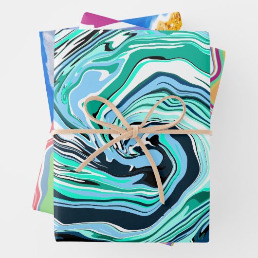 Feuille De Papier Cadeau Marbre Fluide Art (En situation)