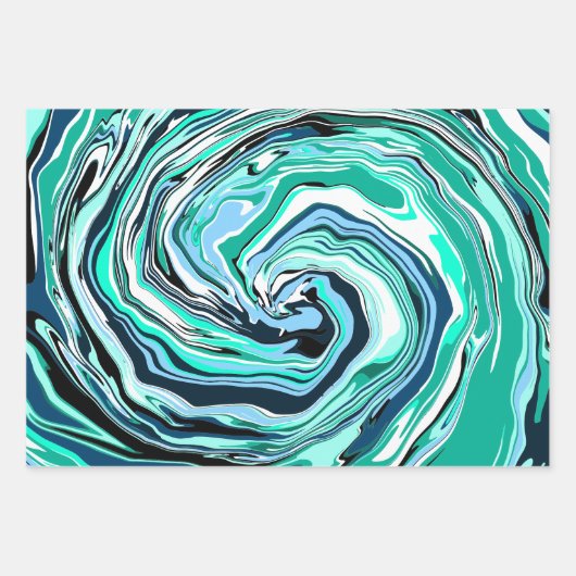 Feuille De Papier Cadeau Marbre Fluide Art (Devant)