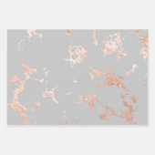 Feuille De Papier Cadeau Marbre Gris et Or Rose (Devant 3)