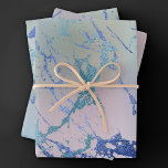 Feuille De Papier Cadeau Marbre Iridescente | Holographique Dusty bleu rose<br><div class="desc">Idéal pour l'artisanat do-it-yourself, l'emballage cadeau et le découpage de meubles! Luxueuse texture d'hologramme en marbre d'iridescence muet dans un bleu foncé, vert menthe, rose et violet lavande à l'ombre métallique. Ce dégradé féminin peint à la main ajoute une parfaite couleur pop. De la collection "Modern Watercolor Marbles", ce design...</div>