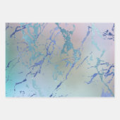 Feuille De Papier Cadeau Marbre Iridescente | Holographique Dusty bleu rose (Devant 2)