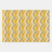 Feuille De Papier Cadeau Marbre Jaune, Gris & Or (Devant 3)
