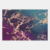 Feuille De Papier Cadeau Marbre Luxe Moody | Violet foncé et or rose sarcel (Devant 2)