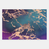Feuille De Papier Cadeau Marbre Luxe Moody | Violet foncé et or rose sarcel (Devant)