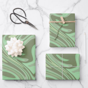 Feuille De Papier Cadeau Marbre moderne Abstrait Aquarelle Sage Vert