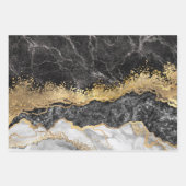 Feuille De Papier Cadeau Marbre noir avec or assez (Devant 3)