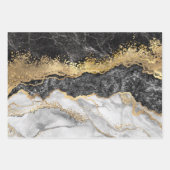 Feuille De Papier Cadeau Marbre noir avec or assez (Devant)