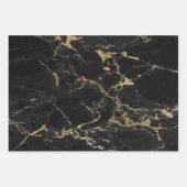 Feuille De Papier Cadeau Marbre noir et or (Devant 3)