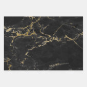 Feuille De Papier Cadeau Marbre noir et or (Devant 2)