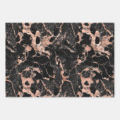 Feuille De Papier Cadeau Marbre noir et or Rose (Devant 3)
