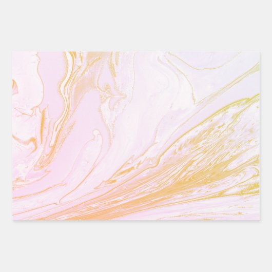 Feuille De Papier Cadeau Marbré rose et or (Devant 3)
