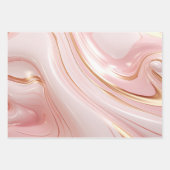 Feuille De Papier Cadeau Marbre rose et or (Devant 3)