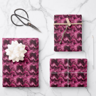 Feuille De Papier Cadeau Marbre Rose Foncé et Or