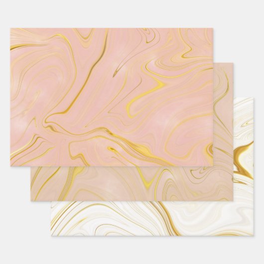 Feuille De Papier Cadeau Marbre Rose Gold Pailleté Agate (Lot)