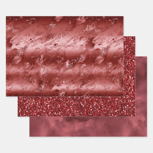 Feuille De Papier Cadeau Marbre rouge brillant (Lot)