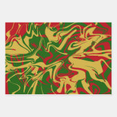 Feuille De Papier Cadeau Marbre rouge vert or moderne Noël (Devant)