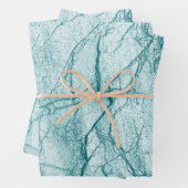 Feuille De Papier Cadeau Marbre turquoise foncé (En situation)