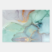 Feuille De Papier Cadeau Marbre vert bleu or assez (Devant)
