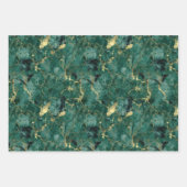 Feuille De Papier Cadeau Marbre vert émeraude avec or (Devant 3)