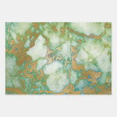 Feuille De Papier Cadeau Marbre vert et or (Devant)