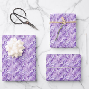 Feuille De Papier Cadeau Marbre Violet & Blanc