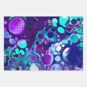 Feuille De Papier Cadeau Marbre violet, bleu et Turquoise Abstrait (Devant 2)