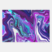 Feuille De Papier Cadeau Marbre violet, bleu et Turquoise Abstrait (Devant)