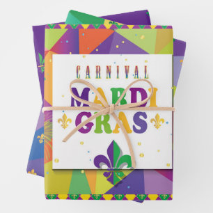 Feuille De Papier Cadeau Mardi Gras Carnaval Fleur de Lis Diamond Décor