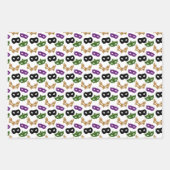 Feuille De Papier Cadeau Mardi Gras Masque Purple Vert Faux Or Noir (Devant 3)