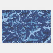 Feuille De Papier Cadeau Margouillats bleus (Devant)