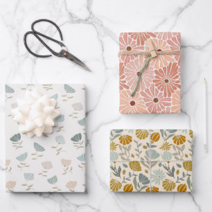 Feuille De Papier Cadeau Marguerites pastel funky