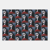 Feuille De Papier Cadeau Maria Sugar SKull Roses rouges (Devant 2)