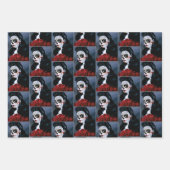 Feuille De Papier Cadeau Maria Sugar SKull Roses rouges (Devant)