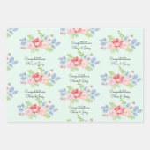 Feuille De Papier Cadeau Mariage Ajouter des noms Fruit & Fleurs Aquarelle  (Devant 3)