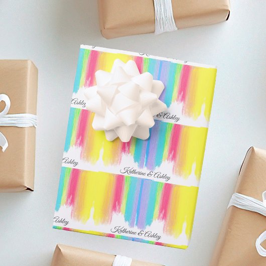 Feuille De Papier Cadeau Mariage arc-en-ciel élégant personnalisé