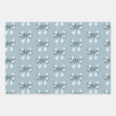 Feuille De Papier Cadeau Mariage aux Rubans Bleus (Devant)