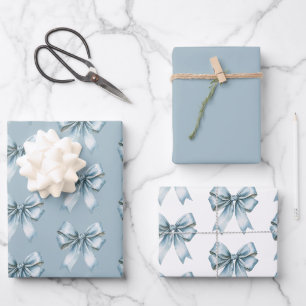 Feuille De Papier Cadeau Mariage aux Rubans Bleus
