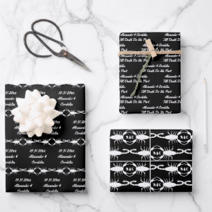 Feuille De Papier Cadeau Mariage blanc gothique Scorpions personnalisés Mon