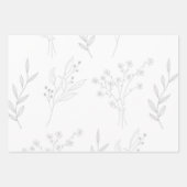 Feuille De Papier Cadeau Mariage Boho Floral Argent (Devant 3)