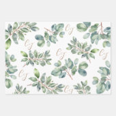 Feuille De Papier Cadeau Mariage botanique d'Eucalyptus, Fête des mariées (Devant 3)