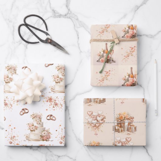 Feuille De Papier Cadeau Mariage Champagne (Recto)