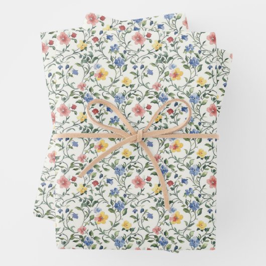 Feuille De Papier Cadeau Mariage Champêtre Rose Bleu Jaune Shower Cérémonie (En situation)